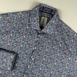 Robert Graham Stretch Fit Blue Floral Long Sleeve Button Down Shirt Small